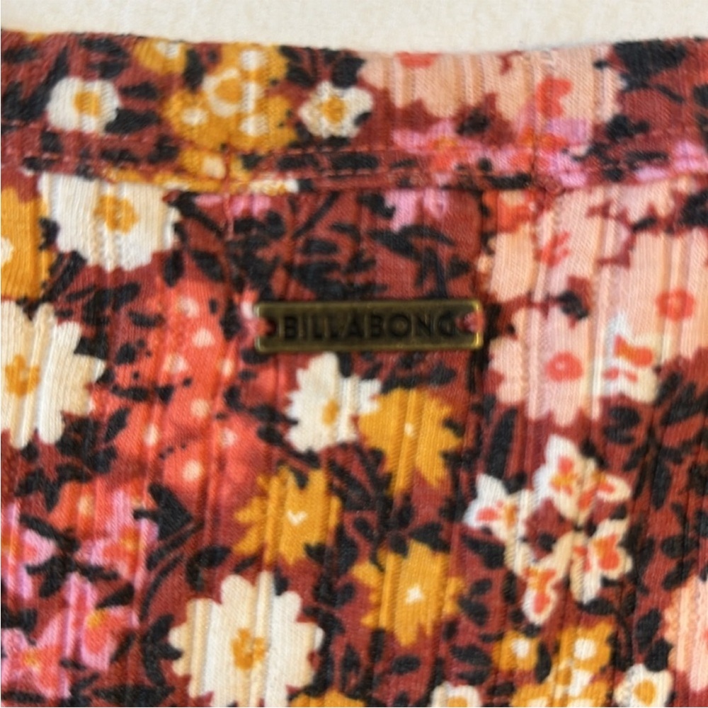 Billabong Small Top Falling in Love in Deep Sienna floral ribbed long sleeve NWT - Picture 8 of 10